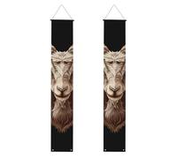 Lot de 2 bannières décoratives en polyester « The head of an old goat » pour porte d'entrée, cour, cérémonie ou fête, réutilisables et lavables avec tiges et cordes
