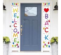 Lot de 2 bannières décoratives Welcome Back - Décoration de bienvenue pour la maison - Pour le retour à la maison - Décoration pour l'intérieur et l'extérieur - Blanc - Multicolore - 170,8 x 25,4 cm
