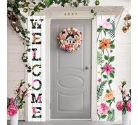 Lot de 2 bannières d'été à suspendre pour porche en polyester - Décoration saisonnière pour porte d'entrée, cour, intérieur et extérieur