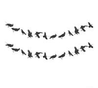 Lot de 2 bannières d'Halloween en forme de corbeau à suspendre pour décoration de fête et cour avec papier cartonné pour une utilisation durable