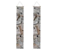 Lot de 2 bannières imprimées journal HD pour porche de vacances, 30 x 180 cm, bannières à suspendre pour Noël, Halloween, fêtes, ferme, décoration d'intérieur