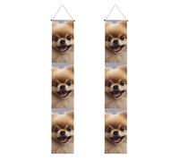 Lot de 2 bannières mignonnes de porche poméranien - Décoration de maison élégante - Drapeaux à suspendre - Bannière de bienvenue pour extérieur et intérieur - Fournitures de vacances - 180 x 30 cm