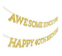 Lot de 2 bannières pour 40e anniversaire, « Awesome Since 1985 » et « Happy 40th » pour homme et femme, décoration d'anniversaire