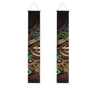Lot de 2 bannières steampunk pour porte d'entrée - Élégantes décorations d'intérieur - Drapeaux à suspendre - Bannière de bienvenue pour extérieur et intérieur - 180 x 30 cm