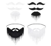 Lot de 2 barbes artificielles, 2 pièces de sourcils, accessoires de performance de barbe, barbes artificielles autocollantes, barbes artificielles hippie, fête de vacances, accessoires de jeu de rôle