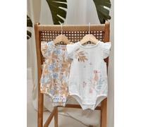 Petit Béguin - Lot de 2 barboteuses bloomer bébé en gaze de coton Praline