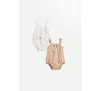 Petit Béguin - Lot de 2 barboteuses bloomer bébé en gaze de coton Praline