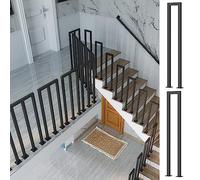 Lot de 2 barres carrées industrielles en fer noir pour porche, terrasse, escaliers, balustrades de grenier, épingles en forme de U, utilisation intérieure et extérieure et garde-corps élégants.