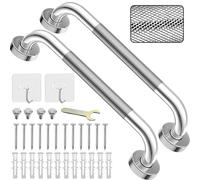 Lot de 2 barres d'appui de 43,2 cm, en acier inoxydable 304 antidérapant, chromé, poignée auxiliaire antidérapante, poignée de sécurité pour cuisine, chambre à coucher, baignoire, douche, marches,