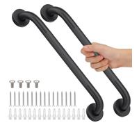 Lot de 2 barres d'appui de douche de 61 cm pour salle de bain des personnes âgées, poignées de support de sécurité en acier inoxydable noir, barre d'appui antidérapante pour salle de bain, blessure