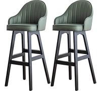 Lot de 2 barres de comptoir en cuir orange avec dos et pieds en bois 78 cm de hauteur pour cuisine Island Restaurant Pub Bars
