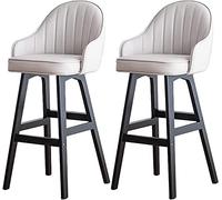 Lot de 2 barres de comptoir en cuir orange avec dos et pieds en bois 78 cm de hauteur pour cuisine Island Restaurant Pub Bars