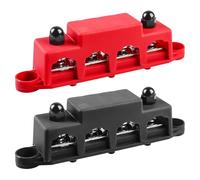 Lot de 2 barres de distribution - 12 V-48 V CC - 250 A - Avec 4 goujons de serrage M8 - Module haute performance - Pour voiture, marine, système de batterie (rouge, noir)