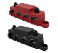 Lot de 2 barres de distribution 12 V-48 V CC Busbar Bloc de distribution 250 A, 4 boîtes BusBar M8, boulons de bornage, module haute performance, bloc de distribution pour voiture, camping-car,