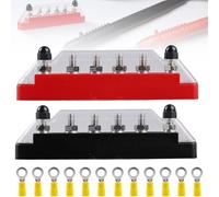 Lot de 2 barres de distribution 150 A - Borne à vis - Barre de distribution électrique - Barre de distribution électrique - Avec 6 boulons de raccordement M6 - Pour bus, voiture, bateau, camping-car,
