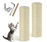 Lot de 2 barres de rechange pour arbre à chat - 35 x 7 cm - Tronc de rechange en sisal naturel avec vis M8 et clé - Pièces de rechange pour arbre à chat