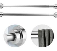 lot de 2 barres de rideau de douche de 80cm sans percer, réglable de 85cm à 140cm, barre télescopique pour douche & baignoire, barre de rideau en inox à clipser, barre de penderie en argent