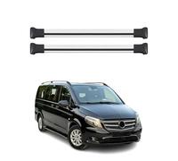 Lot de 2 barres de toit compatibles avec Mercedes Viano Vito W638 W639 W447 2003-2025 75 kg en aluminium argenté