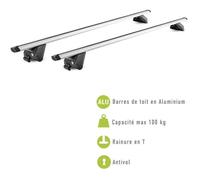 Lot de 2 Barres de toit - GREEN VALLEY - EDGE 112cm - Aluminium - Railing fermé - Maxi 100 kg - Gris