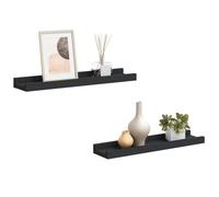Lot de 2 barres d'encadrement en MDF - Noir - 40 x 9 x 3 cm | Montage mural avec trou de serrure, surface laquée, stable et durable, pour cadre photo et décoration