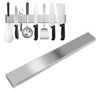 Lot de 2 barres magnétiques autocollantes 50 cm - Barre à couteaux en acier inoxydable sans perçage - Rail magnétique pour outils et ustensiles de cuisine - Barre d'outils avec ruban adhésif - Support