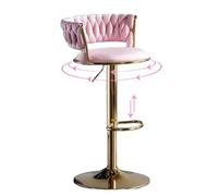 Lot de 2 barres réglables en velours rose - Dos tissé pivotant et repose-pieds élégants pour îles de cuisine et salles à manger Pieds dorés élégants