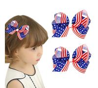 Lot de 2 barrettes à cheveux 4 juillet avec nœud patriotique pour le jour de l'indépendance Rouge Blanc et bleu