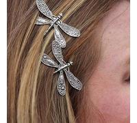 Lot de 2 barrettes à cheveux argentées en forme de libellule pour mariage - Style rétro antique - Accessoires de coiffure pour filles et femmes