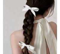 Lot de 2 barrettes à cheveux blanches à pois en tissu doux pour fête quotidienne - Accessoires mignons et délicats pour un style fin - Cadeau de mariage et de fiançailles