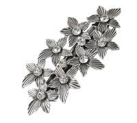 Lot de 2 barrettes à cheveux de 8,7 x 4,1 cm avec huit fleurs, épingles à | Accessoires de cheveux vintage en métal pour mariage, fête, séance photo, fête, quotidien, argent B