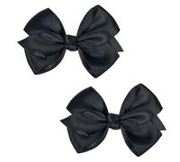 Lot de 2 barrettes à cheveux délicates avec nœud en satin de 7,6 cm pour petites filles - Teinte noire élégante