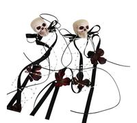 Lot de 2 barrettes à cheveux en forme de papillon foncé avec tête de mort et nœud décoratif pour adultes et enfants