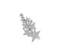 Lot de 2 barrettes à cheveux en forme d'étoile à 5 branches avec strass - Antidérapantes - En métal - Pour un port quotidien - Argenté