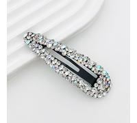 Lot de 2 barrettes à cheveux en strass multicolores de 2,2 x 8 cm pour femme - Pinces à cheveux en métal - Pour mariage, banquet - Blanc