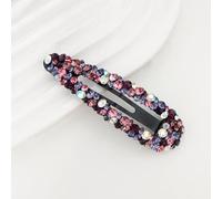 Lot de 2 barrettes à cheveux en strass multicolores de 2,2 x 8 cm pour femme - Pinces à cheveux en métal - Pour mariage, banquet - Violet