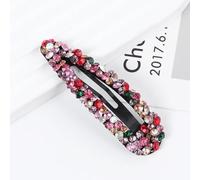 Lot de 2 barrettes à cheveux en strass pour femme - 2,2 x 8 cm - Strass colorés - Pinces à cheveux en cristal - Pinces à cheveux en métal - Accessoires de cheveux pour mariage, banquet - Multicolore A