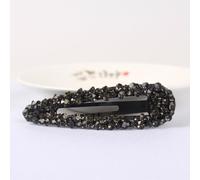 Lot de 2 barrettes à cheveux en strass pour femme - 2,2 x 8 cm - Strass colorés - Pinces à cheveux en cristal - Pinces à cheveux en métal - Accessoires de cheveux pour mariage, banquet - Noir A