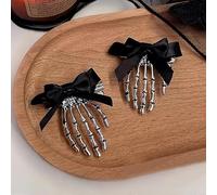 Lot de 2 barrettes à cheveux gothiques en alliage de zinc pour Halloween | Design gothique tête de mort avec l'esthétique punk. Fabriqué en alliage de zinc durable avec une prise en main sûre