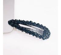 Lot de 2 barrettes à cheveux pour femme - 2,2 x 8 cm - Strass colorés - Pinces à cheveux en cristal - Pinces à cheveux en métal - Pour mariage, banquet - Bleu foncé