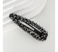 Lot de 2 barrettes à cheveux pour femme - 2,2 x 8 cm - Strass colorés - Pinces à cheveux en cristal - Pinces à cheveux en métal - Pour mariage, banquet - Noir B