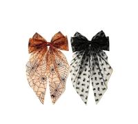 Lot de 2 barrettes à cheveux pour Halloween | Design longue surdimensionné avec toile d'araignée et crâne pour les looks de fête, les queues de cheval, les chignons