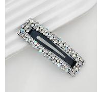 Lot de 2 barrettes à cheveux rectangulaires de 2,2 x 8 cm avec strass multicolores - Pinces à cheveux en métal - Pour mariage, banquet - Blanc