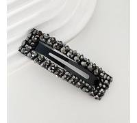 Lot de 2 barrettes à cheveux rectangulaires de 2,2 x 8 cm avec strass multicolores - Pinces à cheveux en métal - Pour mariage, banquet - Noir B