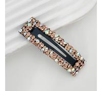 Lot de 2 barrettes à cheveux rectangulaires de 2,2 x 8 cm avec strass multicolores - Pinces à cheveux en métal - Pour mariage, banquet, champagne