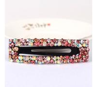 Lot de 2 barrettes à cheveux rectangulaires de 2,2 x 8 cm avec strass multicolores - Pinces à cheveux pour mariée - Pinces à cheveux en métal - Pour mariage, banquet - Rose