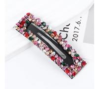 Lot de 2 barrettes à cheveux rectangulaires de 2,2 x 8 cm - Strass colorés - Pinces à cheveux pour mariée - Pinces à cheveux en métal - Accessoires de cheveux pour mariage, banquet - Multicolore A