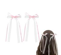 Lot de 2 barrettes à cheveux roses avec nœud en dentelle pour femmes et filles - Accessoires décoratifs pour Noël, Saint-Valentin, mariage, bal de fin d'année