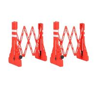 Lot de 2 barricades extensibles - Rouge | Barrière pliable en plastique de 2,3 m | Barrière de sécurité routière réfléchissante pour plus de sécurité | Barrière mobile portable avec base à remplir