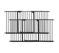 PawHut Lot de 2 barrières de sécurité Animaux avec Porte Fermeture Automatique système de Double Verrouillage sans perçage 3 Extensions Noir