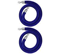 Lot de 2 barrières sécurité en corde avec crochets argentés acier inoxydable, bleue et cordes velours bleu for le contrôle des foules les cérémonies(Blue,2.2m/7.2ft)